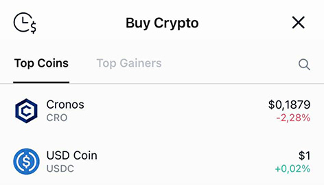 STEP 2: Buy $USDC or $CRO in the Onchain app.